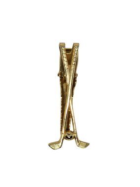 Vintage Gold Tone Golf Clubs Tie Clip Bar Men’s Necktie Clasp Golfer Accessories